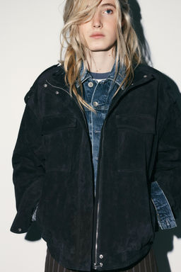 100% SUEDE LEATHER JACKET WITH POCKETS - Zara фото 11