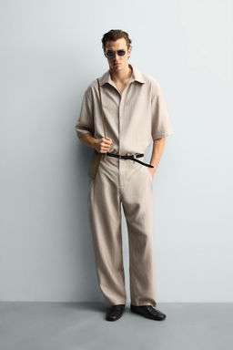 CAMISA FLUIDA RELAXED FIT / Gris / Tostado