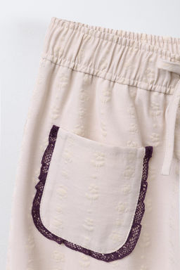 STRAIGHT-LEG FLORAL PRINT TROUSERS WITH LACE DETAIL - Zara фото 3