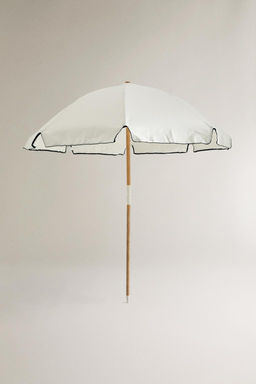 ACACIA WOOD BEACH UMBRELLA WITH CONTRAST TRIM