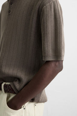 WASHED TEXTURED KNIT POLO SHIRT - Zara фото 5