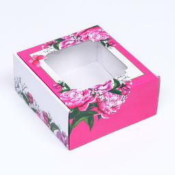 Цена за 5 шт. Коробка самосборная, с окном, Весенние пионы, 19 х 19 х 9 см - UPAK LAND фото 2