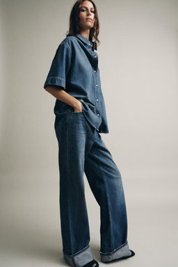 ZW COLLECTION SHORT SLEEVE DENIM SHIRT - Zara фото 14