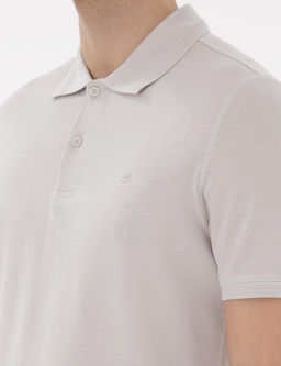 A__k Gri Slim Fit %100 Pamuk Polo Yaka Basic Ti__rt