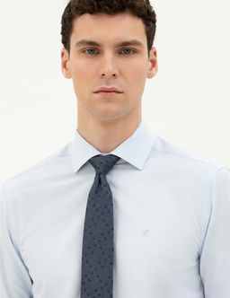 A__k Mavi Slim Fit Uzun Kollu Basic G_mlek