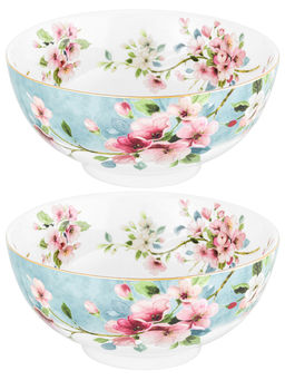 Набор салатников 2 пр. 600 мл 15*15*7 см Яблоневый цвет на голубом NEW BONE CHINA - Elan gallery фото 4