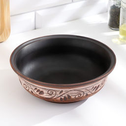 Тарелка глубокая «Ангоб», 700 мл, 18×6 см, красная глина