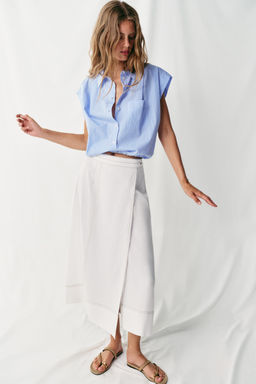 CAMISA CORTA CUADRO VICHY / Azul / Blanco