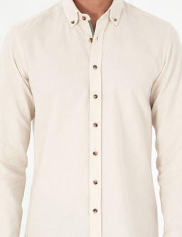Bej Slim Fit Uzun Kollu G_mlek