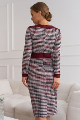 Платье Open Style 5913 бордовый/черный