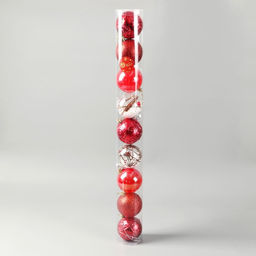 Ёлочные игрушки «Мелодия», шары новогодние, d=8 см, набор 9 шт., веточки глянец, красный