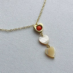 Кулон на цепочке из Коралла и Перламутра