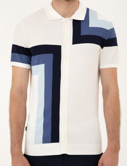 Ekru Slim Fit D__meli Polo Yaka Triko Ti__rt