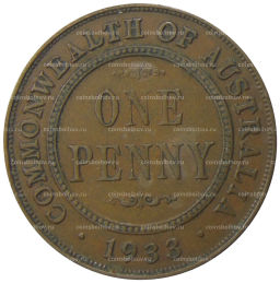 Монета 1 пенни 1933 года Австралия