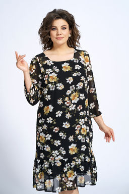 Платье ALANI 2148 бело-желтые цветы на черном - Alani collection фото 2