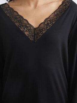 V Yaka Dantel Detayl? Kad?n Pijama Tak?m