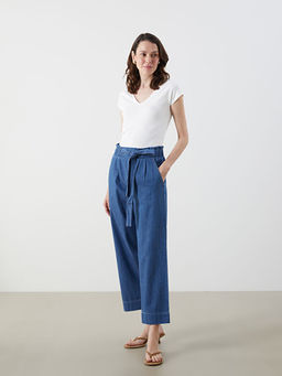 Beli Lastikli Straight Fit Kad?n Jean Pantolon