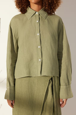 Mint %100 Keten Oversize Gomlek TWOSS24GO00121