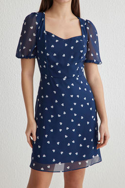 TRENDYOLMILLA Mavi Cicekli A Kesim Sifon Mini Astarl? Dokuma Elbise TWOSS22EL2168 фото 11