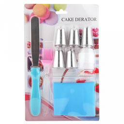 Кондитерский набор 10 предметов Мастер: мешок для крема п/эт 32см, насадка из нержавеющей стали - 5 штук, широкие, д3см, h4,3см; фиксатор винтовой для насадок пластик; ершик для чистки насадок; кисточка 16см силикон/пластик; шпатель спатула прямой