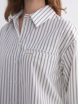 ?izgili Oversize Kad?n G?mlek Tunik