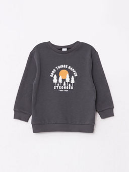 Bisiklet Yaka Uzun Kollu Bask?l? Erkek Bebek Sweatshirt