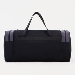 Сумка дорожная на молнии, 3 наружных кармана, длинный ремень, чёрная, серая