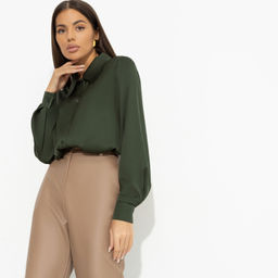 Рубашка струящаяся Цветущее очарование (green) - Charutti фото 6