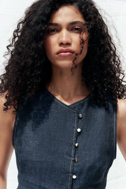 DOUBLE-BREASTED LINEN WAISTCOAT - Zara фото 22