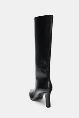 FAUX-PATENT WIDE-LEG BOOTS WITH BLOCK HEEL - Zara фото 5