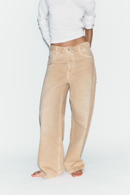 JEANS CINTURA DOBLADA TRF TIRO MEDIO / Tostado - Zara фото 2