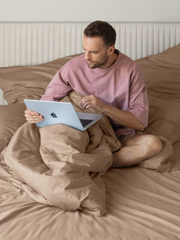 Постельное белье Моноспейс Евро + 4 наволочки, бежевый