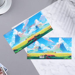 Цена за 5 шт. Конверт для денег С Днем Рождения! горы, 8 x 16,3 см