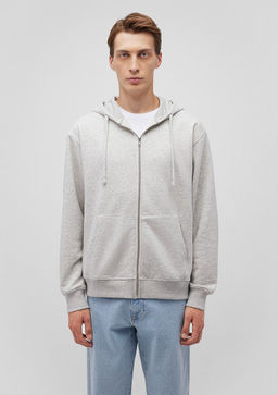 S?rt Bask?l? Kapusonlu Gri Sweatshirt - Mavi фото 3