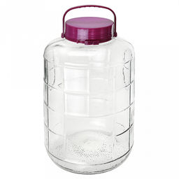 Банка стеклянная с винтовой крышкой "Консервация" 16л, д24см, h38,8см, пластмассовая крышка - 2 штуки: прижимная/винтовая, с ручкой, д/горла - 12см, д/основания - 20,5см (Китай)
