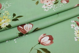 Штапель Весенние цветы цв.морозная зелень, ш.1.45м, вискоза-100%, 100гр/м.кв - Купава фото 5