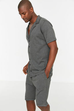 TRENDYOL MAN Bej Regular Fit Gomlek Yaka Orme Yazl?k Sortlu Pijama Tak?m? THMSS21PT0446 - Trendyolmilla фото 2