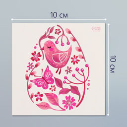 Цена за 3 шт. Переводная тату цветная Яйцо с розовыми узорами, временная татуировка, 10?10 см - Арт узор фото 2