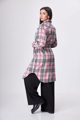 Пальто ANELLI 935 розовая клетка  фото 5
