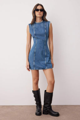 Mavi Dikis Detayl? Mini Denim Elbise TWOAW26EL00193