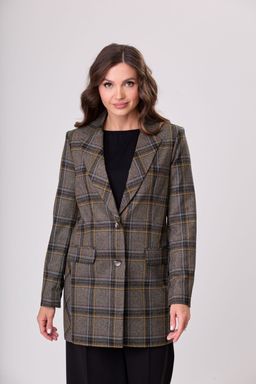 Жакет БелЭльСтиль 860 коричнево-желтая клетка фото 4