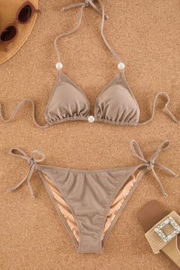 TRENDYOLMILLA Siyah Ucgen Inci Aksesuarl? Simli Regular Bikini Tak?m? TBESS25BT00059 фото 7