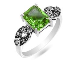 Кольцо из серебра султанит, марказит, SL-AGA146