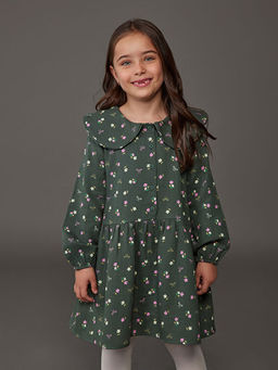 Bebe Yaka ?i?ekli K?z ?ocuk M?slin Elbise