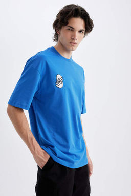 Футболка с коротким рукавом и круглым вырезом Comfort Fit с принтом на спине - Defacto фото 5