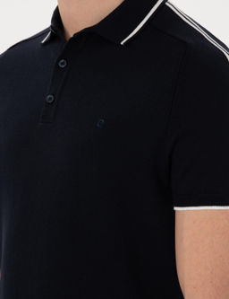 Lacivert Slim Fit D__meli Polo Yaka Triko Ti__rt