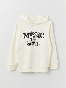 Kap??onlu Bask?l? Uzun Kollu Erkek ?ocuk Ti??rt