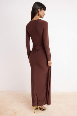 Lacivert Yaka Cut Out Detayl? Maxi Abiye & Mezuniyet Elbisesi TPRSS26AE00002 - Trendyolmilla фото 14