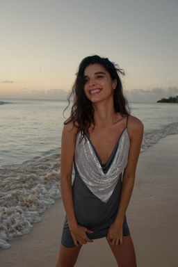 VESTIDO COMBINADO MALLA / Plomo oscuro - Zara фото 2