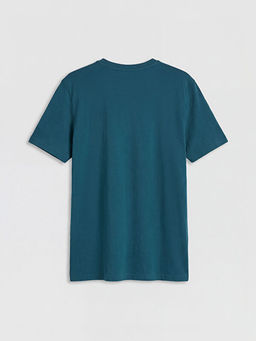 Bisiklet Yaka Bask?l? Erkek Penye Ti??rt